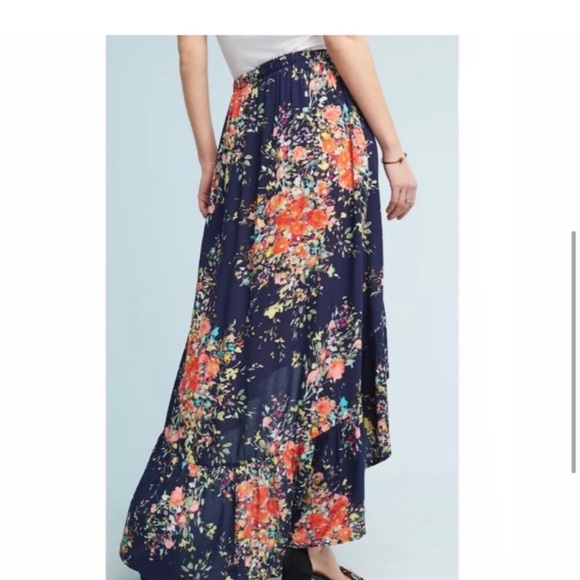 Anthropologie On The Road Floral High-Low Skirt in Navy and Red - Picture 2 of 6